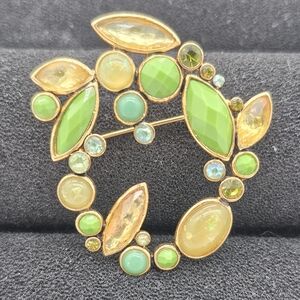 Elegant Green and Gold Brooch